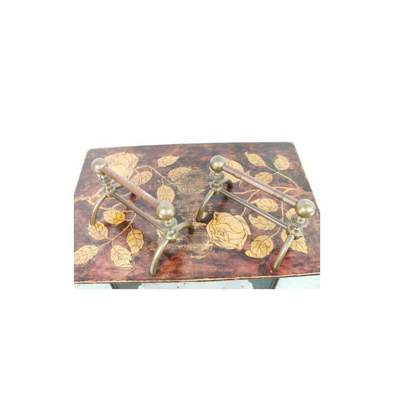 Image 1 of Pair of vintage brass firedogs by Dr Christopher Dresser