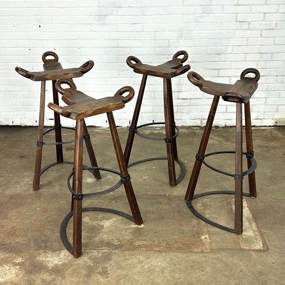 Image 1 of 4x 'Marbella' bar stools by Sergio Rodrigues for Confonorm