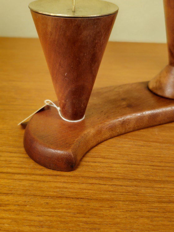 Image 1 of Portacandele in ottone e legno vintage 