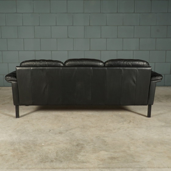 Image 1 of Set of midcentury black leather sofas - 1970s