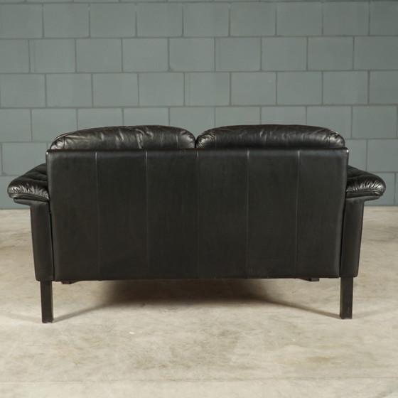 Image 1 of Set of midcentury black leather sofas - 1970s