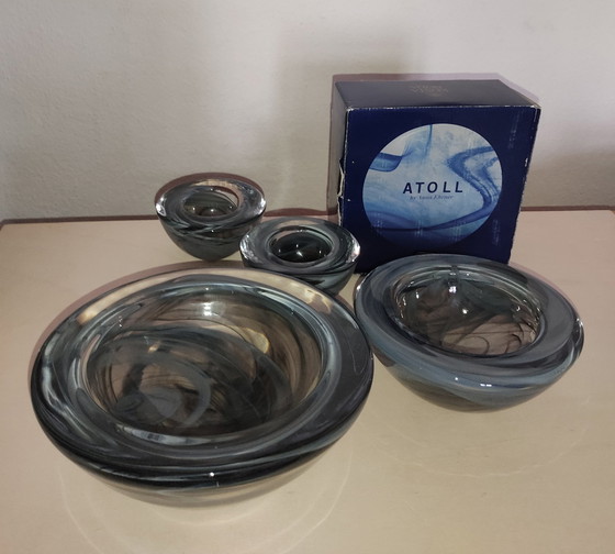 Image 1 of 4x Kosta Boda Atoll Design Anna Ehrner bowl tea light holder