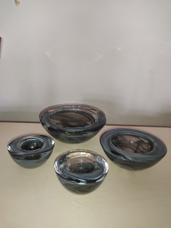 Image 1 of 4x Kosta Boda Atoll Design Anna Ehrner bowl tea light holder