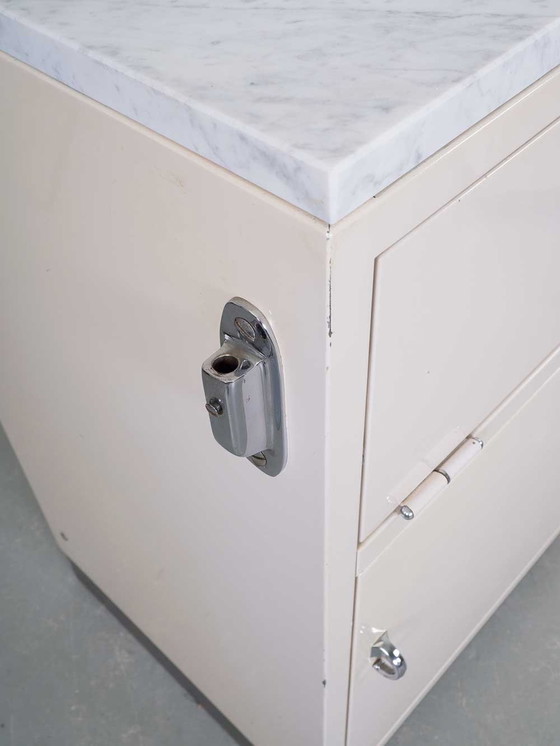 Image 1 of Set of Industrial Cabinets (Baisch) With Marble Top.