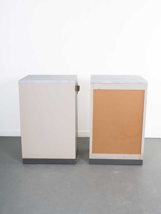 Image 1 of Set of Industrial Cabinets (Baisch) With Marble Top.