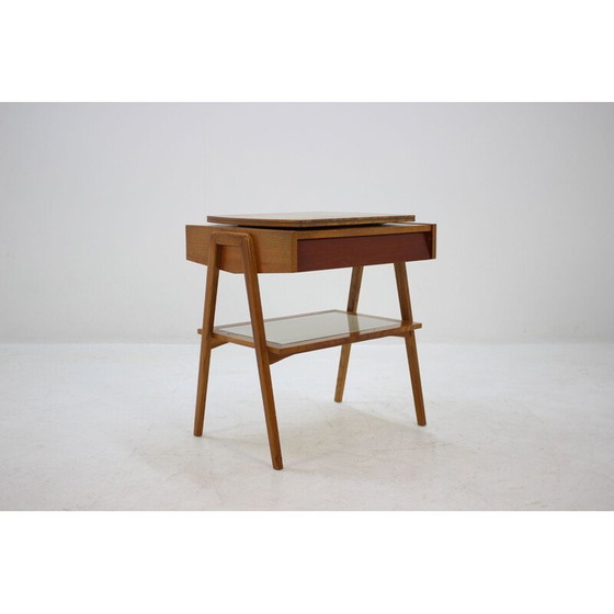 Image 1 of Vintage wood and glass side table