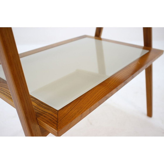 Image 1 of Vintage wood and glass side table
