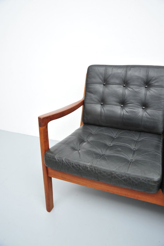 Image 1 of Ole Wanscher Senator Sofa In Teak And Leather 1950s