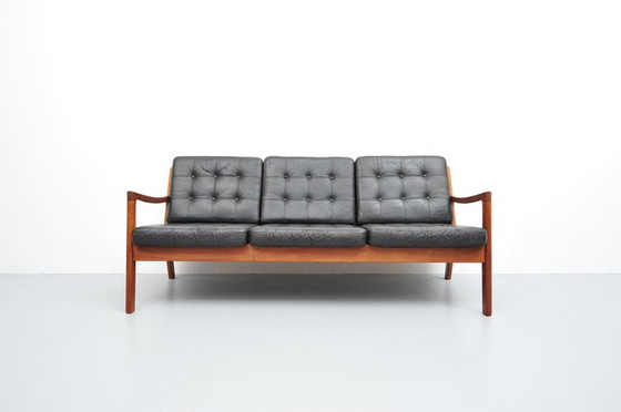 Image 1 of Ole Wanscher Senator Sofa In Teak And Leather 1950s