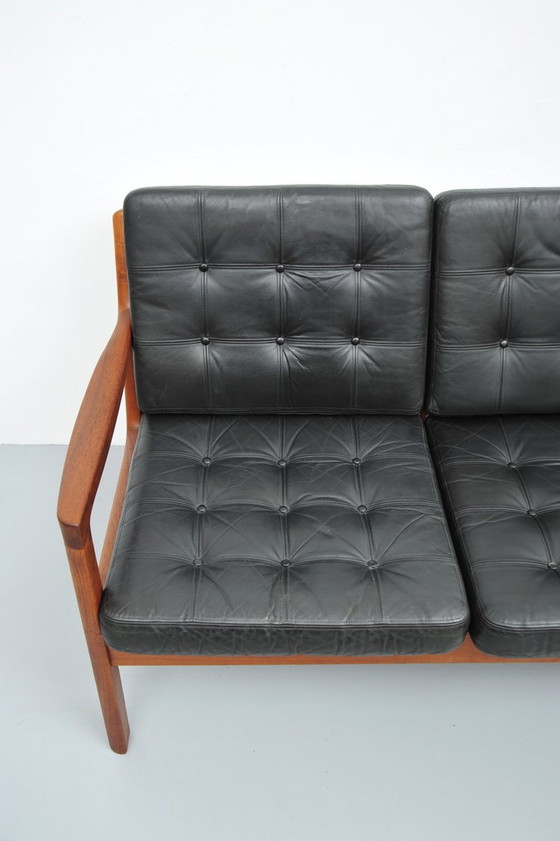 Image 1 of Ole Wanscher Senator Sofa In Teak And Leather 1950s