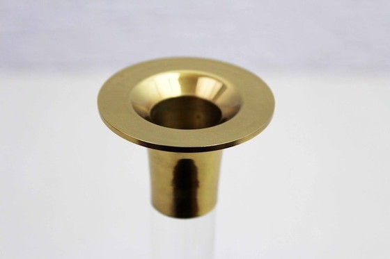 Image 1 of Lucite And Brass Candle Holder 1970