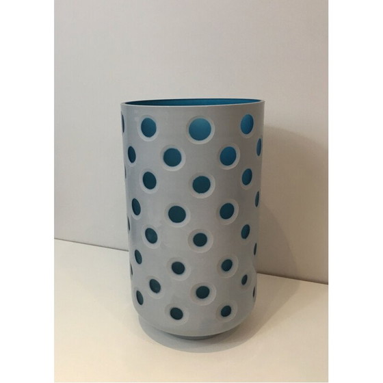 Image 1 of Vintage Glass Overlay Vase 1970