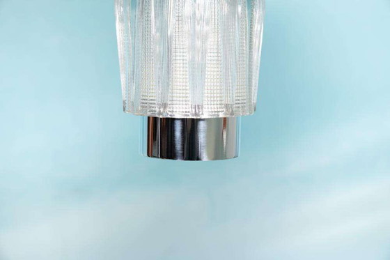 Image 1 of Vintage chrome and glass pendant lamp, cascade space age pendant