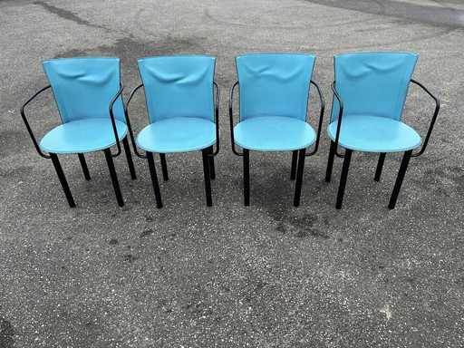 4 Postmodern Dining Chairs, Enrico Pellizzoni Italia