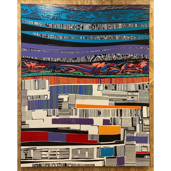 Image 1 of Acrilico su tela vintage "Les Champs de Keukenhoff" di Alain Carpentier