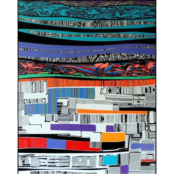 Image 1 of Acrilico su tela vintage "Les Champs de Keukenhoff" di Alain Carpentier