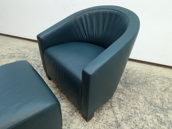 Image 1 of De Sede Armchair With Stool Green Designer Armchair Chair