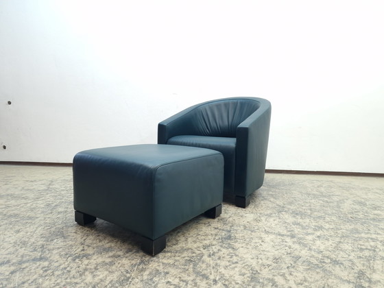 Image 1 of De Sede Armchair With Stool Green Designer Armchair Chair