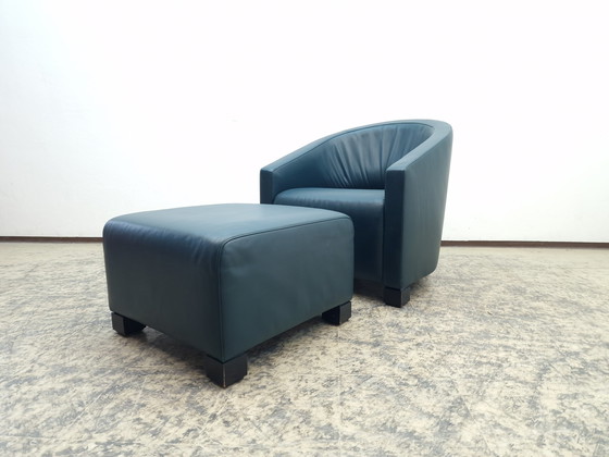 Image 1 of De Sede Armchair With Stool Green Designer Armchair Chair