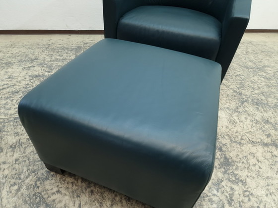 Image 1 of De Sede Armchair With Stool Green Designer Armchair Chair