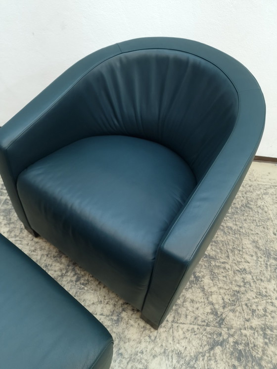 Image 1 of De Sede Armchair With Stool Green Designer Armchair Chair