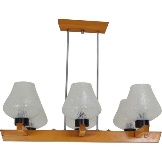 Image 1 of Lampadario vintage in legno di Jilove u Decina, Cecoslovacchia, 1970