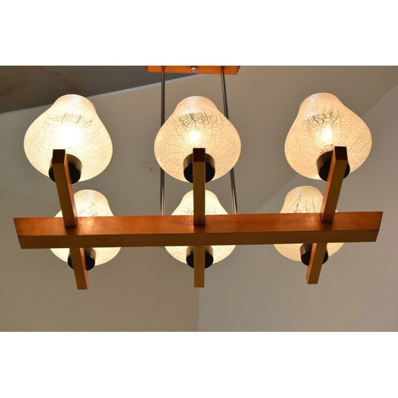 Image 1 of Lampadario vintage in legno di Jilove u Decina, Cecoslovacchia, 1970