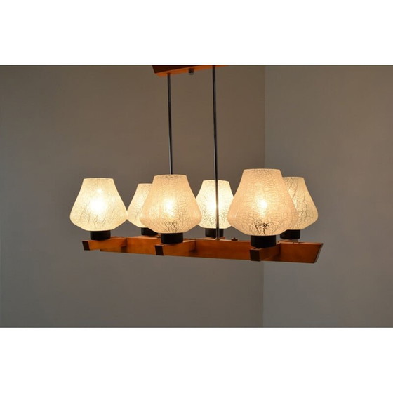 Image 1 of Lampadario vintage in legno di Jilove u Decina, Cecoslovacchia, 1970