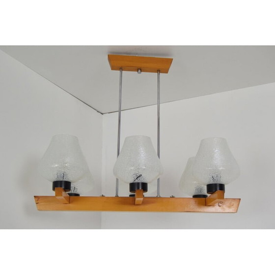 Image 1 of Lampadario vintage in legno di Jilove u Decina, Cecoslovacchia, 1970