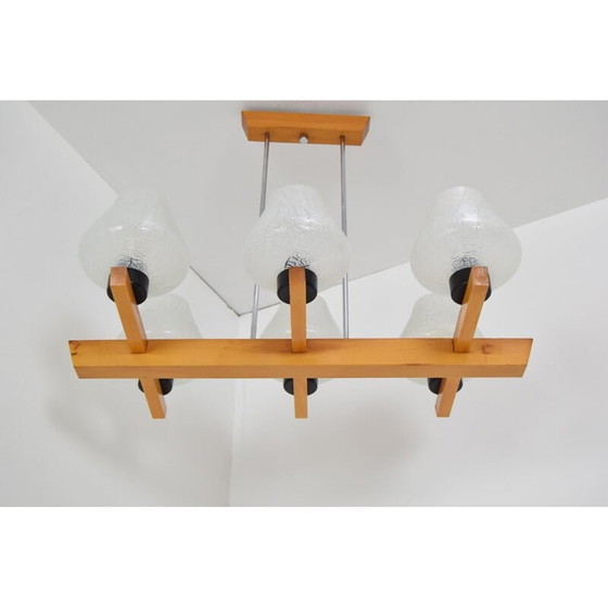 Image 1 of Lampadario vintage in legno di Jilove u Decina, Cecoslovacchia, 1970