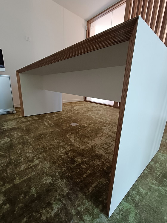 Image 1 of Desk White Sleek Design Solid Wood