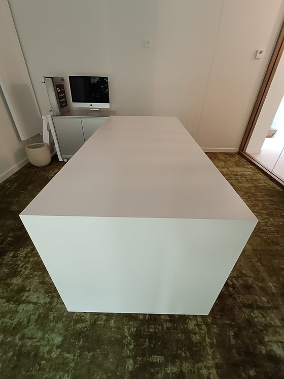 Image 1 of Desk White Sleek Design Solid Wood