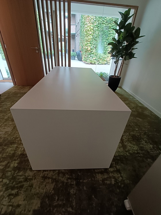 Image 1 of Desk White Sleek Design Solid Wood