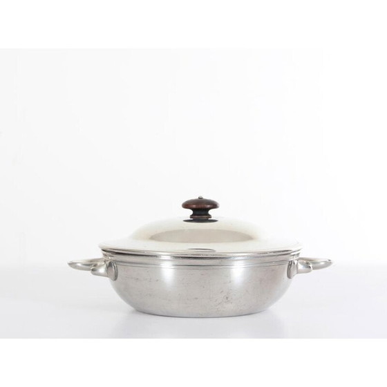 Image 1 of Vintage silver disko metal pot with lid by Just Andersen, 1930