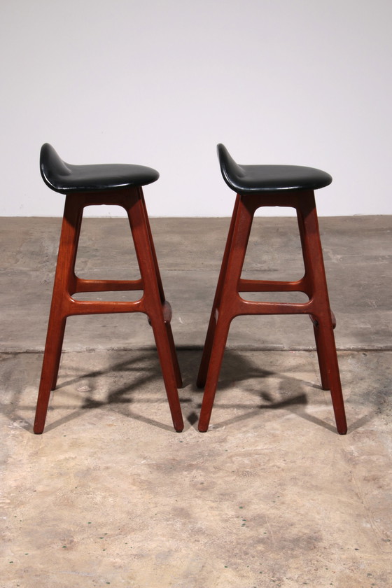 Image 1 of Erik Buch Teak Bar Chairs 1960 Denmark