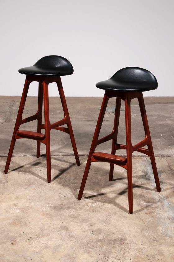 Image 1 of Erik Buch Teak Bar Chairs 1960 Denmark