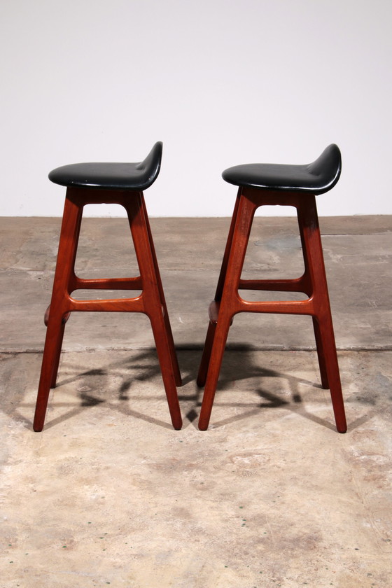 Image 1 of Erik Buch Teak Bar Chairs 1960 Denmark