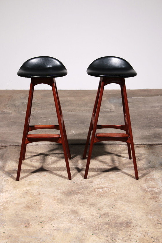 Image 1 of Erik Buch Teak Bar Chairs 1960 Denmark