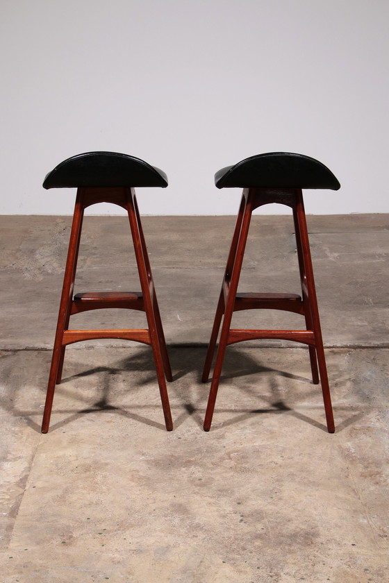 Image 1 of Erik Buch Teak Bar Chairs 1960 Denmark