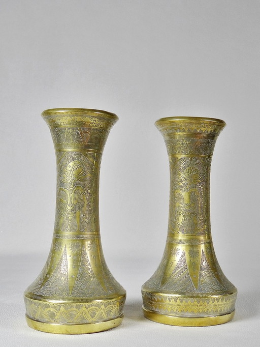 Pair of antique Wayang vases