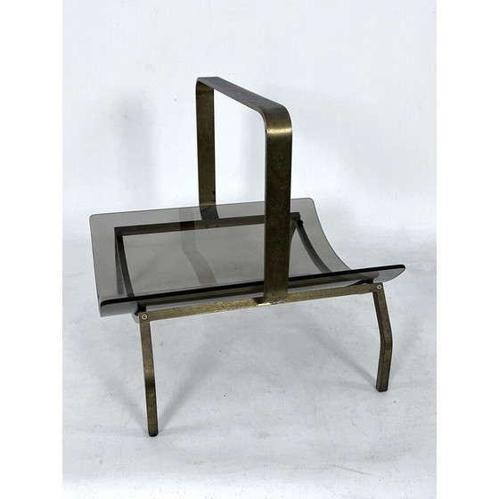 Image 1 of Vintage brass and glass magazine rack by Fontana Arte, Italy 1960