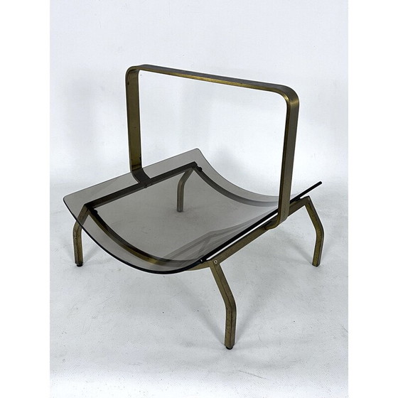 Image 1 of Vintage brass and glass magazine rack by Fontana Arte, Italy 1960