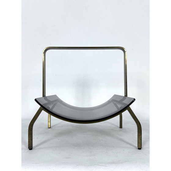 Image 1 of Vintage brass and glass magazine rack by Fontana Arte, Italy 1960