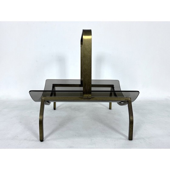 Image 1 of Vintage brass and glass magazine rack by Fontana Arte, Italy 1960