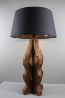 Brutalist solid oak burnt lamp