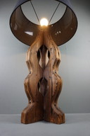 Brutalist solid oak burnt lamp