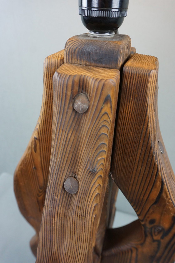 Image 1 of Brutalist solid oak burnt lamp