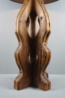 Brutalist solid oak burnt lamp