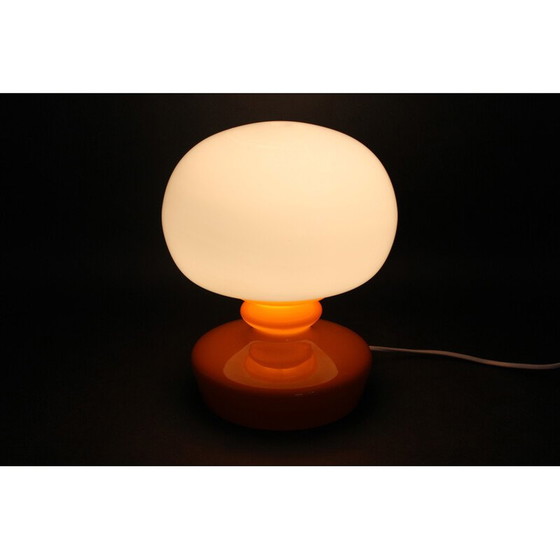 Image 1 of Vintage orange glass mushroom table lamp by Stepan Tabery, Czechoslovakia 1970