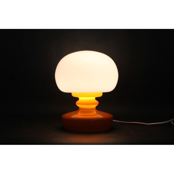 Image 1 of Vintage orange glass mushroom table lamp by Stepan Tabery, Czechoslovakia 1970